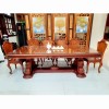 Bộ bàn chữ nhật cổ điển 10 ghế: Bàn mẫu Anh Vũ + Ghế gỗ hương lưng nu nguyên tấm mẫu Napoleon