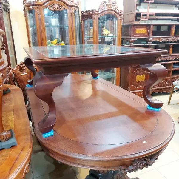 Bàn salon - Bàn sofa - Bàn nước - Bàn trà mặt kính gỗ căm xe