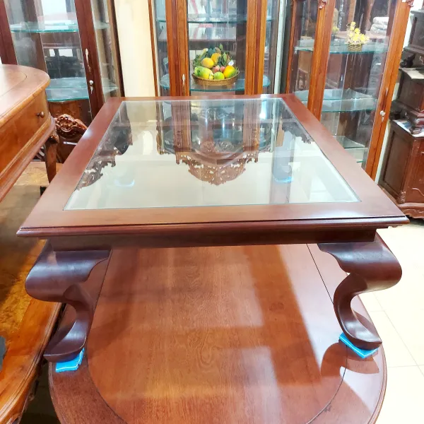 Bàn salon - Bàn sofa - Bàn nước - Bàn trà mặt kính gỗ căm xe