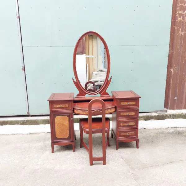Bàn phấn - Bàn trang điểm cổ điển gỗ căm xe ốp nu mẫu Bạch Tuyết kiểu 3
