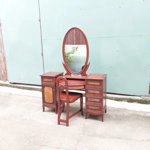 Bàn phấn - Bàn trang điểm cổ điển gỗ căm xe ốp nu mẫu Bạch Tuyết kiểu 3