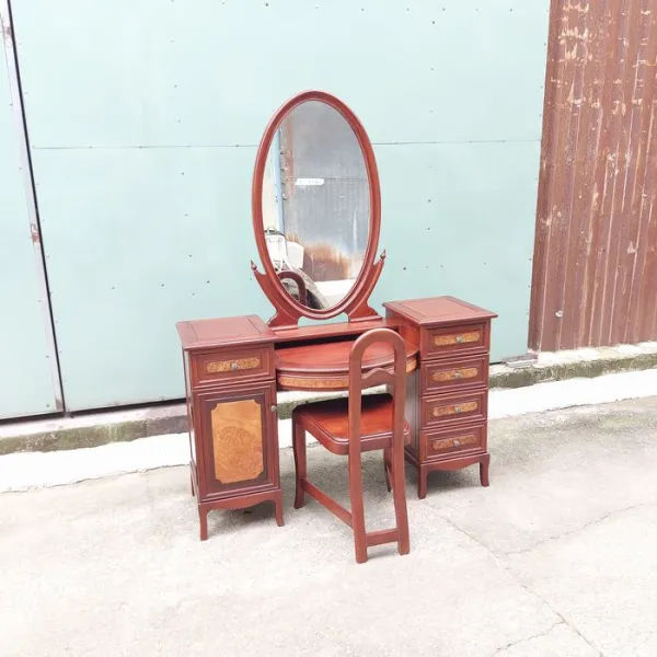 Bàn phấn - Bàn trang điểm cổ điển gỗ căm xe ốp nu mẫu Bạch Tuyết kiểu 3