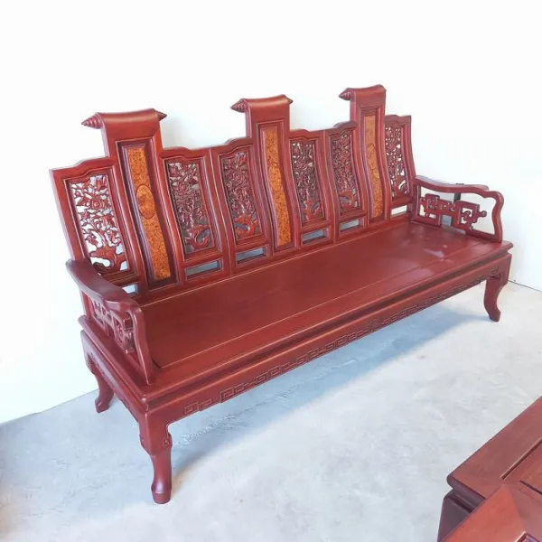 Salon gỗ phong cách Á Đông 6 món gỗ căm xe ốp nu mẫu Phúc An