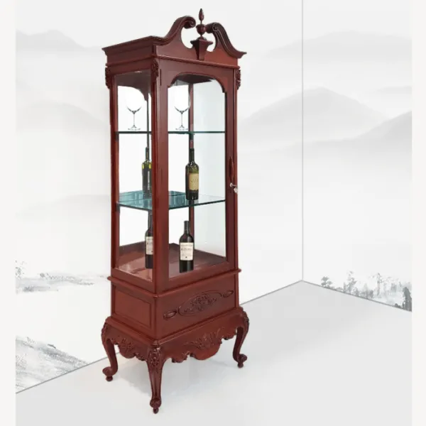  Tủ ly - Tủ rượu 1 cánh cổ điển ngang 68 cm gỗ căm xe mẫu Aladin