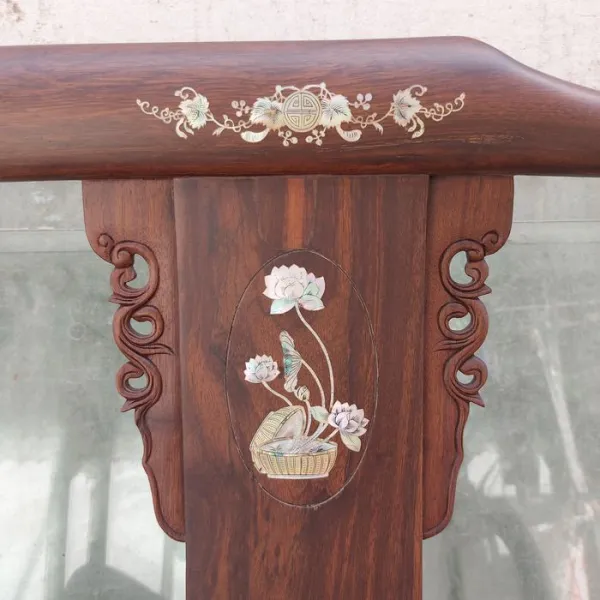 Salon gỗ phong cách Á Đông 5 món gỗ chiu liu (muồng đen, chiêu liêu) mẫu Liên Hoa