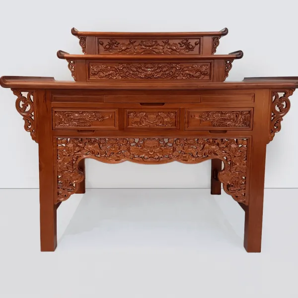 Bàn thờ gia tộc 3 tầng ngang 175 cm gỗ căm xe