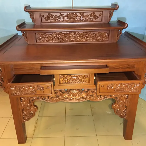 Bàn thờ gia tộc 3 tầng ngang 175 cm gỗ căm xe