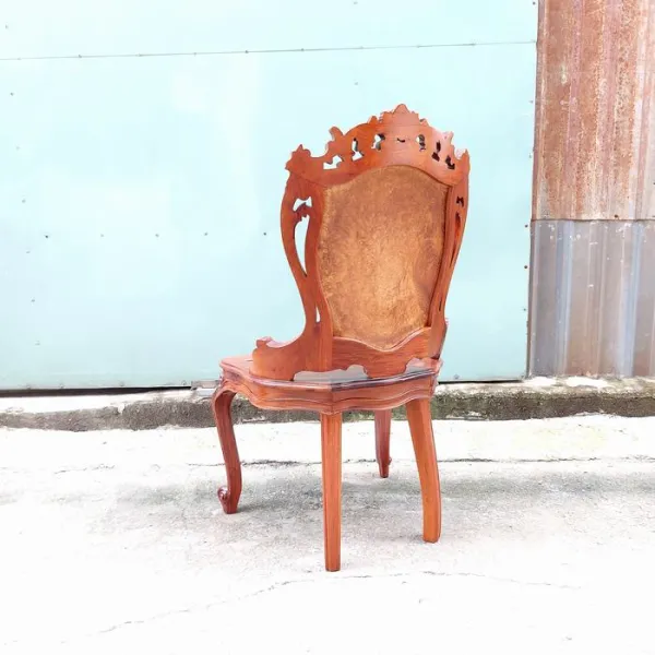 Ghế không tay cổ điển gỗ hương lưng nu nguyên tấm mẫu Alexander