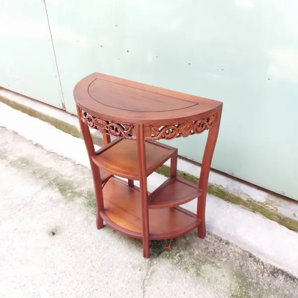 Bàn Console - Bàn trang trí hình bán nguyệt gỗ căm xe chạm nho