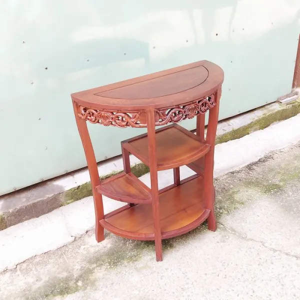 Bàn Console - Bàn trang trí hình bán nguyệt gỗ căm xe chạm nho