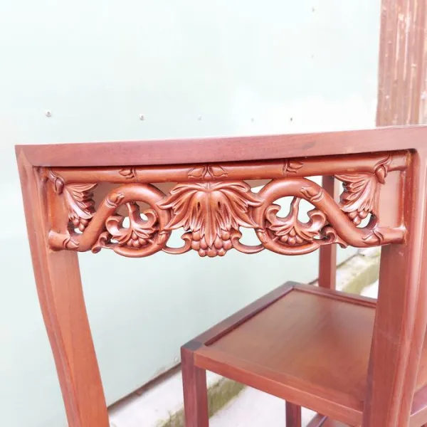 Bàn Console - Bàn trang trí hình bán nguyệt gỗ căm xe chạm nho