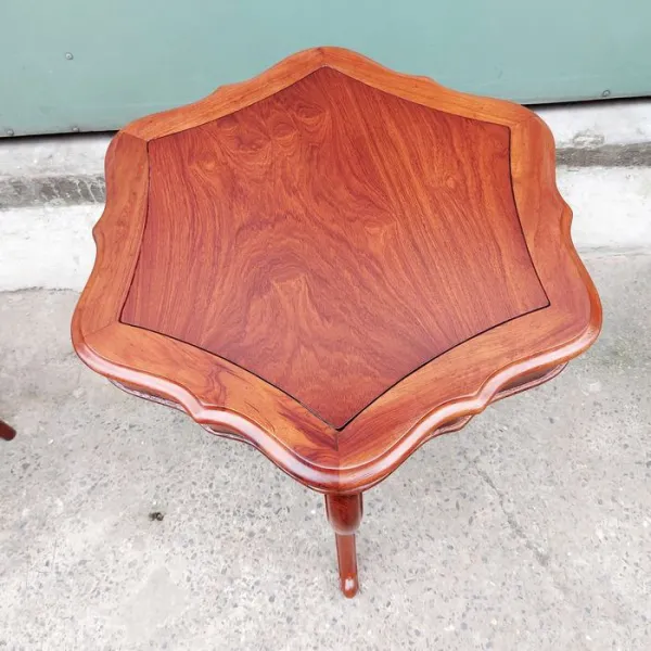 Bàn bên - Bàn trang trí - Bàn trà cổ điển gỗ hương hình lục giác 