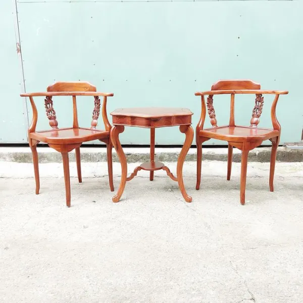 Bàn bên - Bàn trang trí - Bàn trà cổ điển gỗ hương hình lục giác 