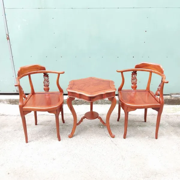 Bàn bên - Bàn trang trí - Bàn trà cổ điển gỗ hương hình lục giác 