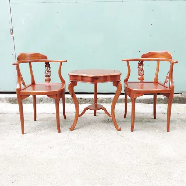 Bàn bên - Bàn trang trí - Bàn trà cổ điển gỗ hương hình lục giác 