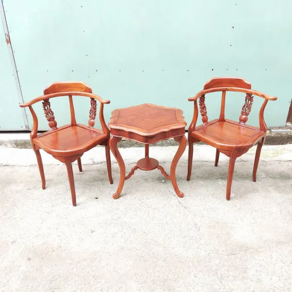 Bàn bên - Bàn trang trí - Bàn trà cổ điển gỗ hương hình lục giác 