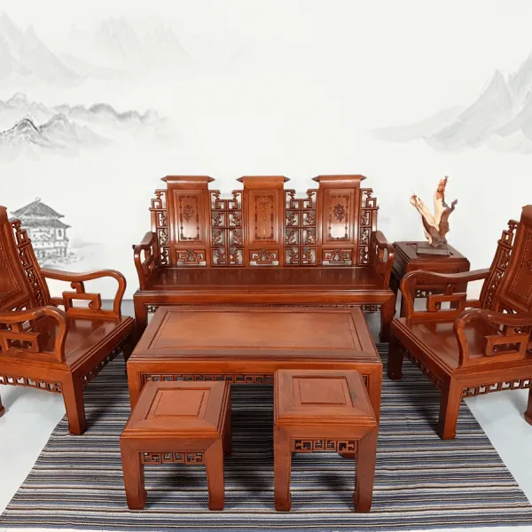 Salon gỗ phong cách Á Đông 7 món gỗ căm xe mẫu Thượng Hải