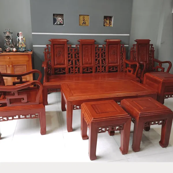 Salon gỗ phong cách Á Đông 7 món gỗ căm xe mẫu Thượng Hải