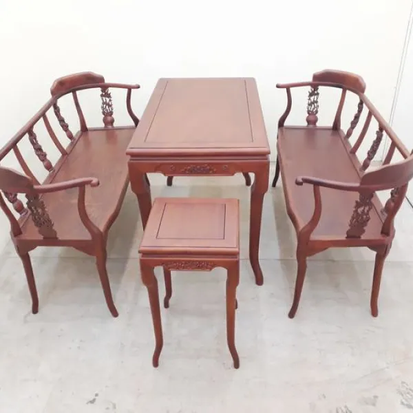 Bộ trường kỷ 4 món gỗ gõ đỏ mẫu Mai Ngọc