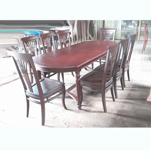 Bộ bàn ovan hiện đại 8 ghế: Bàn gỗ căm xe mẫu Napoli + Ghế gỗ hồng đào mẫu Napoli