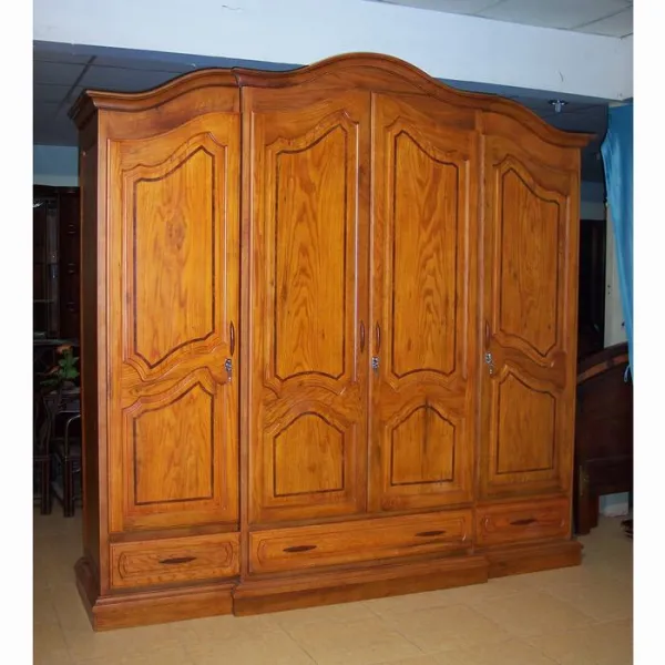 Tủ áo 4 cánh phong cách hiện đại mẫu Raben gỗ gõ đỏ