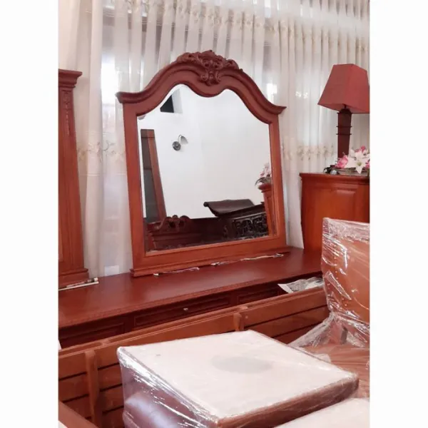 Khung gương phong cách cổ điển châu Âu mẫu Rita gỗ gõ đỏ