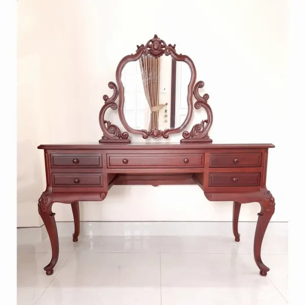 Bàn giám đốc - Bàn làm việc - Bàn học cổ điển ngang 1m25 gỗ căm xe mẫu Celine