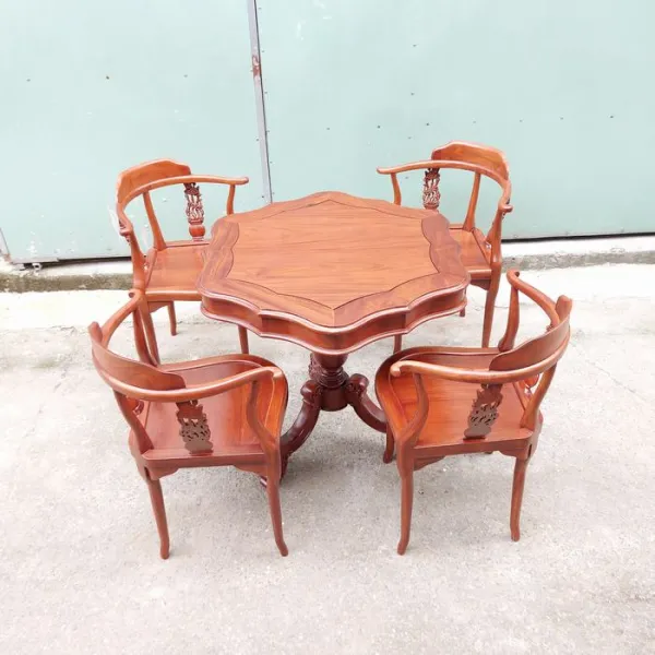 Bàn bên - Bàn trang trí - Bàn trà cổ điển gỗ căm xe hình lục giác 