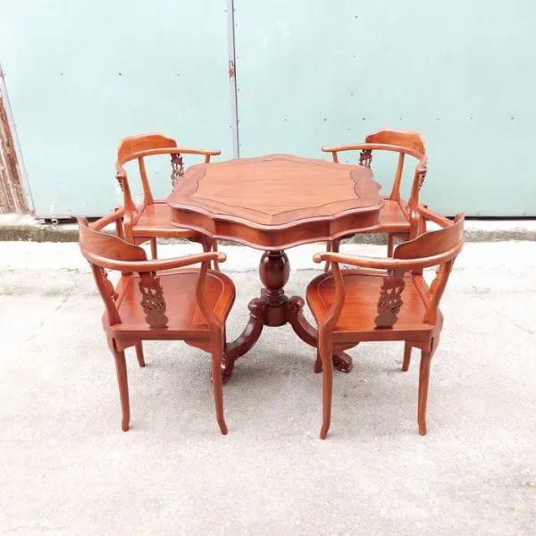 Bàn bên - Bàn trang trí - Bàn trà cổ điển gỗ căm xe hình lục giác 