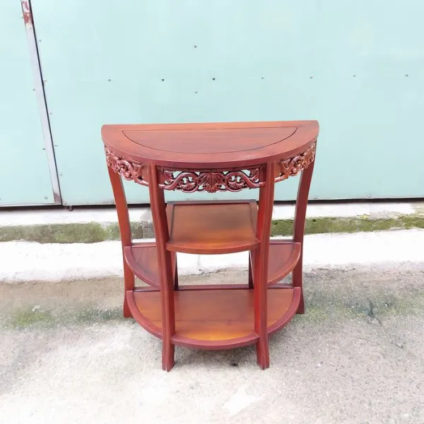 Bàn Console - Bàn trang trí hình bán nguyệt gỗ căm xe chạm nho