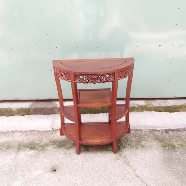 Bàn Console - Bàn trang trí hình bán nguyệt gỗ căm xe chạm nho