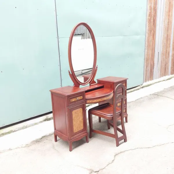 Bàn phấn - Bàn trang điểm cổ điển gỗ căm xe ốp nu mẫu Bạch Tuyết kiểu 4