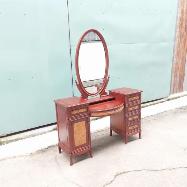 Bàn phấn - Bàn trang điểm cổ điển gỗ căm xe ốp nu mẫu Bạch Tuyết kiểu 4