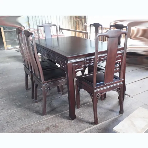 Bàn chữ nhật phong cách Á Đông gỗ căm xe mẫu Quang Du