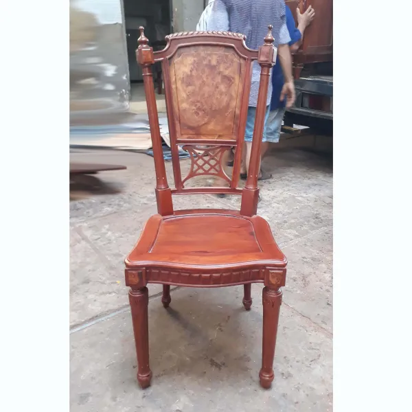Bộ bàn ovan cổ điển 6 ghế: Bàn gỗ căm xe mẫu Ngọc Nữ + Ghế gỗ hương lưng nu nguyên tấm mẫu Dion