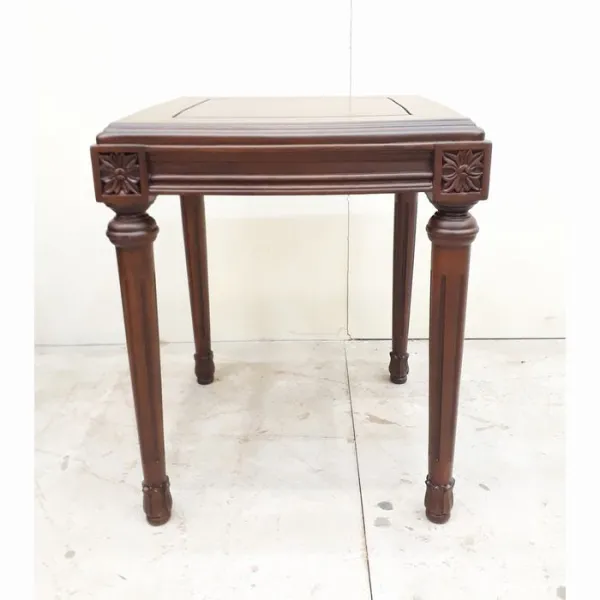 Đôn vuông - Bàn bên - Bàn trang trí cổ điển ngang 38 cao 46.5 cm gồ hồng đào mẫu Lily