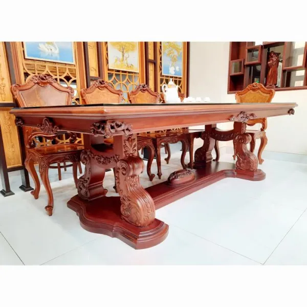Bàn chữ nhật cổ điển 10 ghế mẫu Anh Vũ