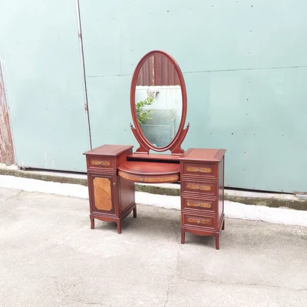 Bàn phấn - Bàn trang điểm cổ điển gỗ căm xe ốp nu mẫu Bạch Tuyết kiểu 3