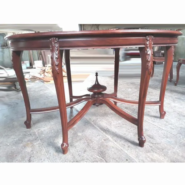 Bàn ovan 6 chân phong cách cổ điển châu Âu mẫu Ngọc Nữ size nhỏ gỗ căm xe