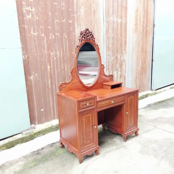 Bàn phấn - Bàn trang điểm cổ điển gỗ hương ốp nu mẫu Rosy