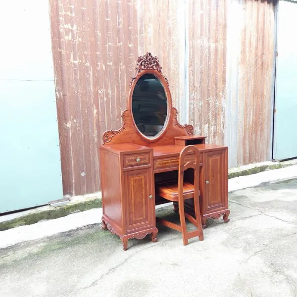 Bàn phấn - Bàn trang điểm cổ điển gỗ hương ốp nu mẫu Rosy