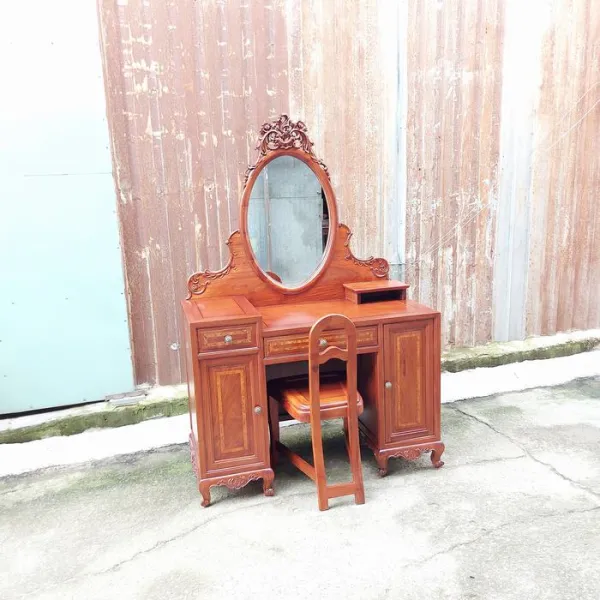 Bàn phấn - Bàn trang điểm cổ điển gỗ hương ốp nu mẫu Rosy