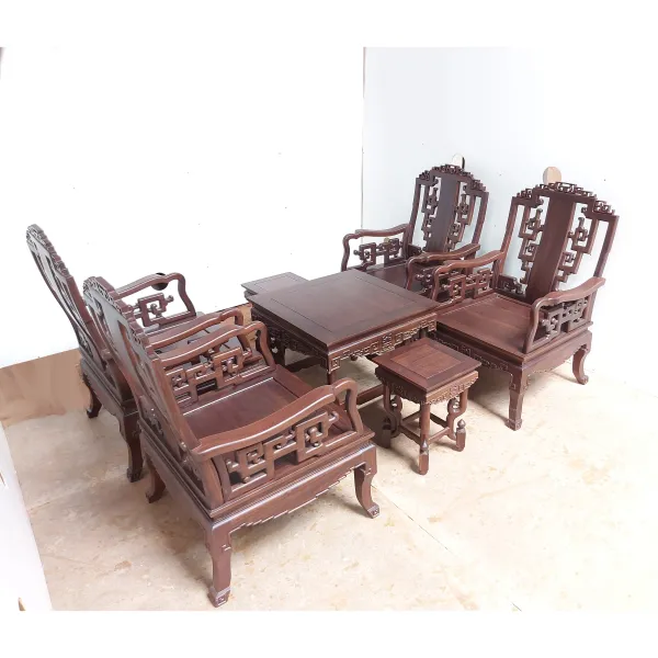 Salon gỗ phong cách Á Đông 7 món gỗ chiu liu (muồng đen, chiêu liêu) mẫu Tường An