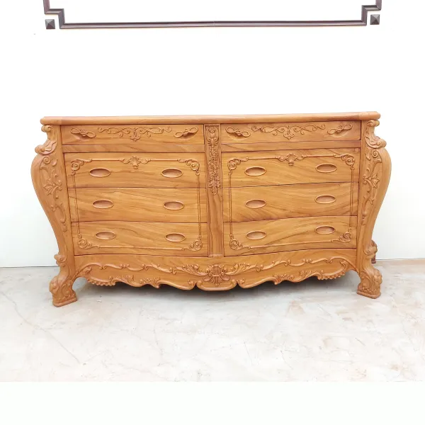 Kệ TV - Tủ hộc kéo - Tủ commode cổ điển ngang 1m6 gỗ gõ đỏ mẫu Hoàng Gia
