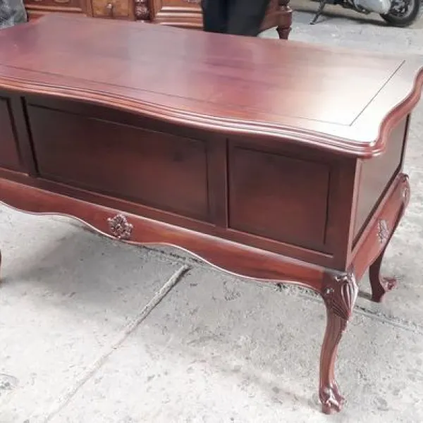 Bàn giám đốc - Bàn làm việc - Bàn học cổ điển ngang 1m25 gỗ căm xe mẫu Hồng Ngọc