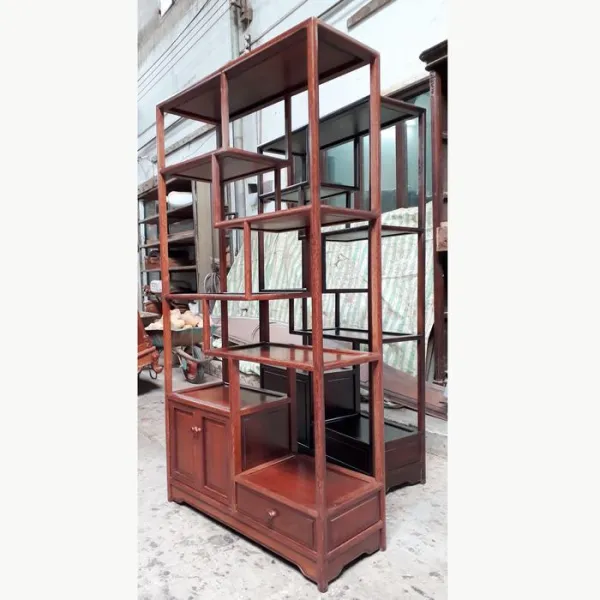Kệ trang trí - Kệ trưng bày - Kệ sách phong cách Á Đông ngang 78 cm gỗ kempas mẫu Ziczac