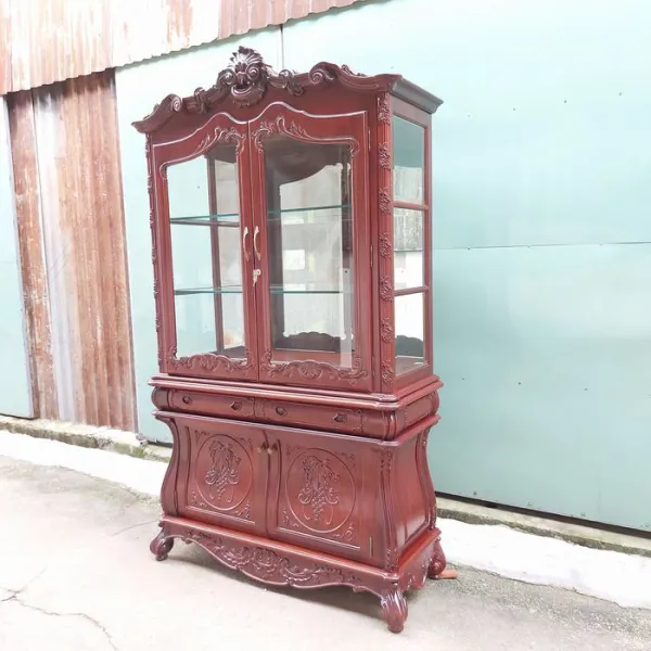 Tủ ly - Tủ rượu 2 cánh cổ điển ngang 1m28 gỗ căm xe mẫu Alexander