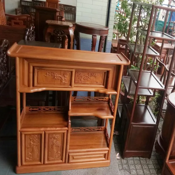 Kệ trang trí - Kệ trưng bày - Kệ sách mini phong cách Á Đông gỗ gõ đỏ