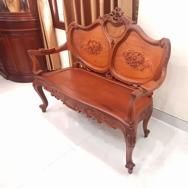 Salon gỗ cổ điển lưng chạm mẫu Louis 7 món