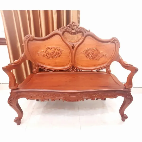 Salon gỗ cổ điển lưng chạm mẫu Louis 7 món